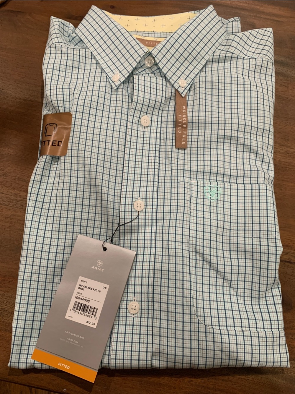 Ariat Men's Light Blue and White Windowpane Button-Down Shirt